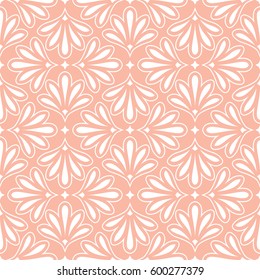 Wallpaper in the style of Baroque. A seamless vector background. Pink and white texture. Floral ornament. Graphic modern pattern.