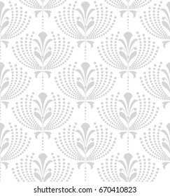 Wallpaper in the style of Baroque. A seamless vector background. Gray and white texture. Floral ornament. Graphic vector pattern.