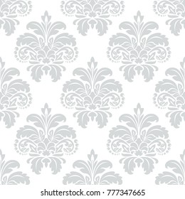 Wallpaper in the style of Baroque. A seamless vector background. Gray and white texture. Floral ornament. Graphic vector pattern.