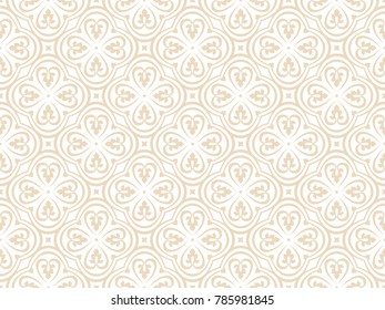 Wallpaper in the style of Baroque. A seamless vector background. Beige and white texture. Floral ornament. Graphic vector pattern