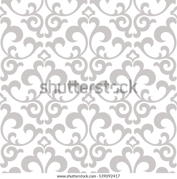 バロック風の壁紙 シームレスなベクター画像の背景 グレーと白のテクスチャー 花の飾り グラフィックのベクター画像パターン のベクター画像素材 ロイヤリティフリー