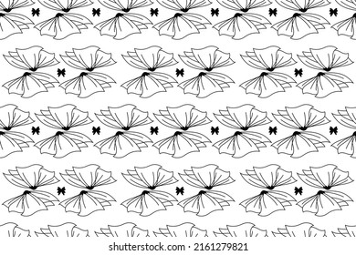 Wallpaper in the style of Zen. Seamless vector background. Black and white floral ornament. Graphic pattern for fabric, wallpaper, packaging. Ornate Zen flower ornament. Vector illustration