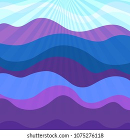 Wallpaper of the surface. Background with mountains. Bright colors. Pattern with lines and waves. Multicolored texture. Doodle for design