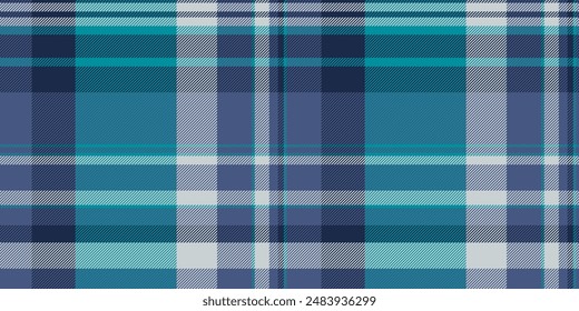Patrón de textura de tartán de Fondo de pantalla, cuadros a cuadros sin fisuras. Tela de fondo de Vector textil Hobby en paleta de colores azul y cian.