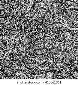 Wallpaper textile seamless paisley pattern. Paisley mehndi ethnic tattoo henna doodle vector elements.