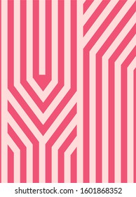 A wallpaper that has lots of light pink stripes on a dark pink background.