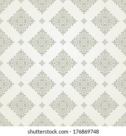 Wallpaper, tile in the style of Baroque. A seamless vector background. Gray and white texture.