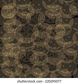 Wallpaper with transparent pumpkins against a dark background