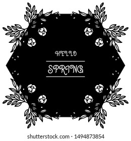 Wallpaper unique leaf floral frame, for lettering of hello spring. Vector