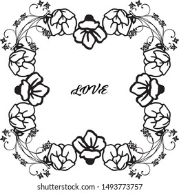Wallpaper unique leaf flower frame, isolated on white backdrop, for desin of various card love. Vector