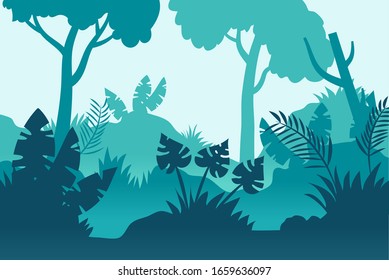 wallpaper of various kinds of leaves and plants in the middle of the forest