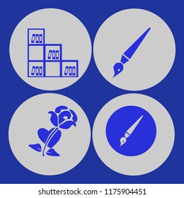 wallpaper vector icons set. with rose heart, bookcase and brush in set