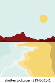 wallpaper vector lanscape mountains and beach. various colors. silhouettes of nature for background or invitation or card or banner 5