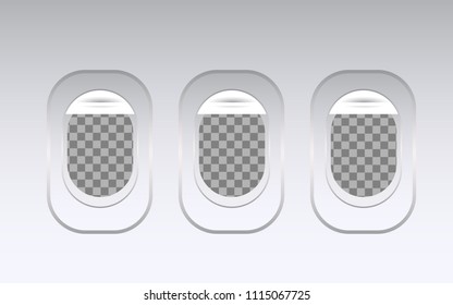Wallpaper view of inside the plane cabin panel with window with copyspace in the windows for landscape view or product for website,banner,promotion,advertisement 
