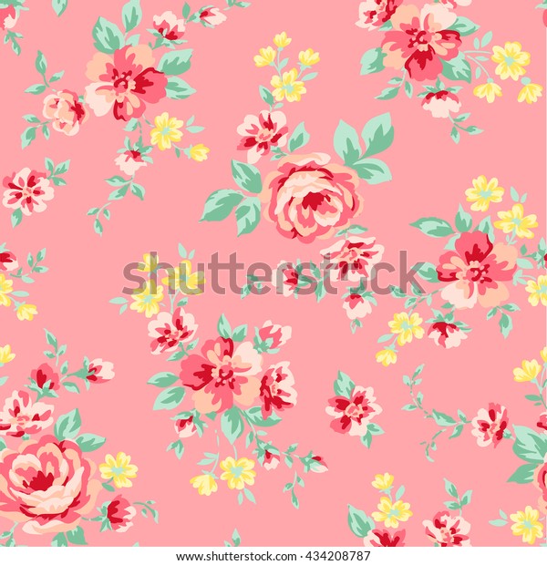 壁紙のビンテージピンクの花柄 のベクター画像素材 ロイヤリティフリー