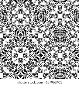 Wallpaper in the vintage style. seamless vector pattern. black, white
