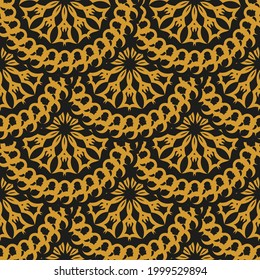 Wallpaper in a vintage style template. Indian floral element. Graphic ornament for wallpaper, fabric, wrapping, packaging. Oriental abstract floral ornament. Vector illustration.