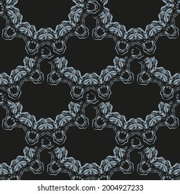 Wallpaper in a vintage style template. Indian floral element. Graphic ornament for wallpaper, fabric, packaging, wrapping. Chinese blue and black abstract floral ornament. Vector illustration.