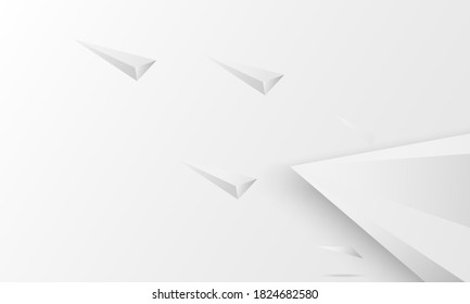 Wallpaper white polygonal graphic background.Abstract paper plane shape of businees texture.