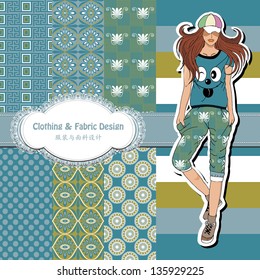wallpaper, wrapper, fabric ,fashion girls design ,vector