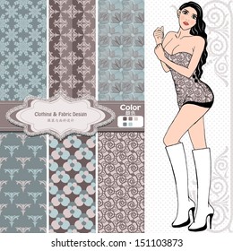 Wallpaper ,wrapper ,fabric ,nice fashion girl design 