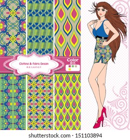 Wallpaper ,wrapper ,fabric ,nice fashion girl design 