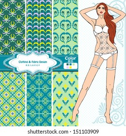 Wallpaper ,wrapper ,fabric ,nice fashion girl design 