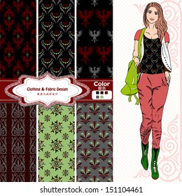 wallpaper, wrapper ,fabric ,nice fashion girl design 