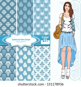 wallpaper, wrapper, fabric ,nice fashion girl design 