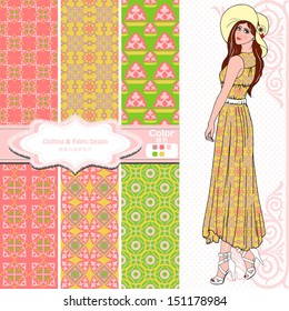 wallpaper, wrapper, fabric ,nice fashion girl design 