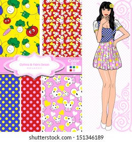 wallpaper, wrapper, fabric ,nice fashion girl design 