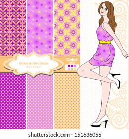 wallpaper, wrapper, fabric ,nice fashion girl design 