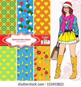 wallpaper, wrapper, fabric ,nice fashion girl design 
