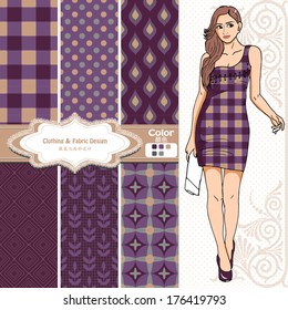wallpaper, wrapper fabric nice fashion girl design. The Chinese words mean the same as English above them.