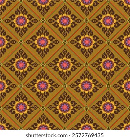 wallpaper, wrapping, fabric, clothing , Abstract Ethnicart, Seamless pattern in tribal, folk embroidery, and Mexican style, Aztec geometric art ornament print, Design for carpet , cover