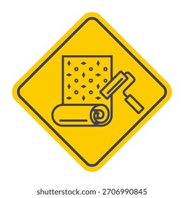 Wallpapering an apartment black icon. Flat illustration.