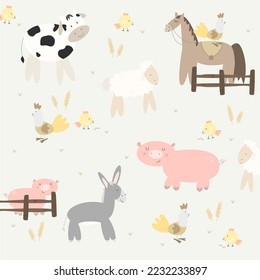 wallpapers: farm animals, horse, cow, sheep, pig, donkey, chicken 