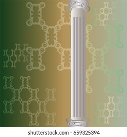 Wallpapers with the Greek Column on the Background with Arabesques. Vector illustration
