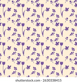 The wallpapers are seamless, natural flower patterns, purple and light creamy backgrounds, providing a luxurious, warm, and soft vector style.