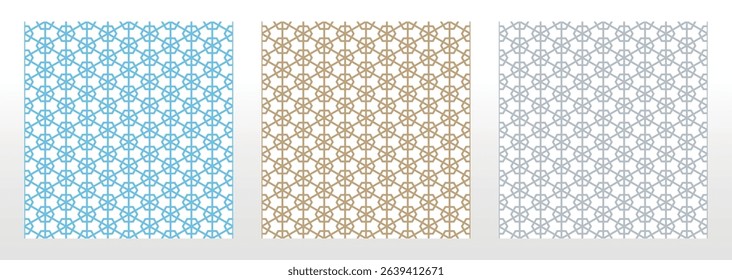 Wallpapers in the style of Baroque.. Set of colored floral ornaments. Seamless vector backgrounds Graphic patterns for fabric, wallpaper, packaging. Ornate Damask flower illustration
