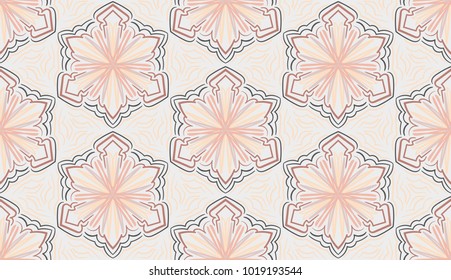 Wall-papers with stylized flowers inscribed in hexagons.
Seamless texture.