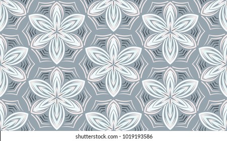 Wall-papers with stylized flowers inscribed in hexagons.
Seamless texture.