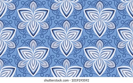 Wall-papers with stylized flowers inscribed in hexagons.
Seamless texture.