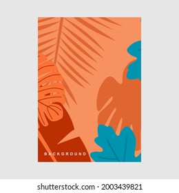  wallpapers with tropical leaves and plants in minimal simple.Vector abstract backgrounds .banners, posters, cover design templates, social media stories.