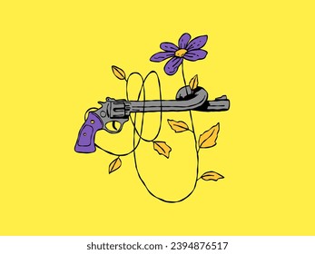 Wallpeper Gun Vector Illustration Cartoon style 