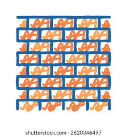 Wände Gebäude Struktur doodle Symbol Skizze Vektor. Wände Gebäude Struktur Zeichen. einzelne Symbolgrafik