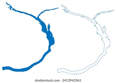 Wallula Lake (United States of America, Washington state, Oregon) map vector illustration, scribble sketch Reservoir McNary Dam map