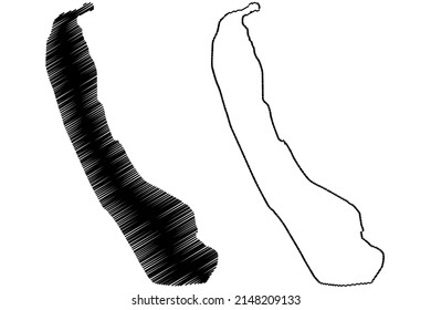Walney island (United Kingdom of Great Britain and Northern Ireland, England) map vector illustration, scribble sketch Isle of Walney map