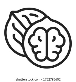 Walnut black line icon. Healthy, organic food. Proper nutrition. Isolated vector element. Outline pictogram for web page, mobile app, promo.