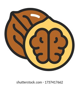 Walnut color line icon. Healthy, organic food. Proper nutrition. Isolated vector element. Outline pictogram for web page, mobile app, promo.